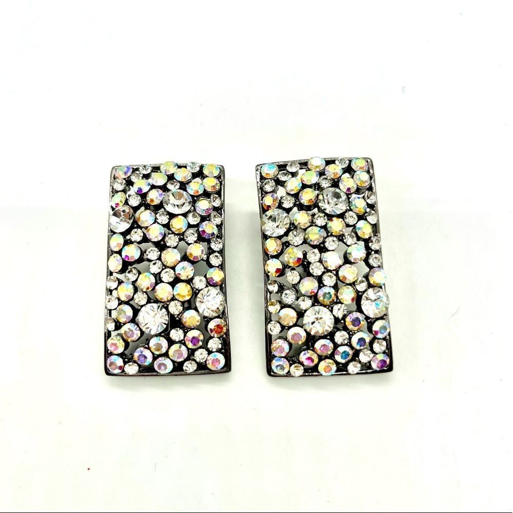 Multi color Crystals Clip on Earrings